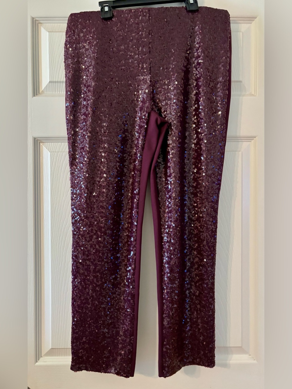 Chico’s Juliet Slim Leg Sequin Pants in Deep Plum - Stylish Sparkle Pants